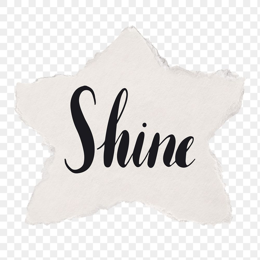 Shine png word sticker typography, transparent background