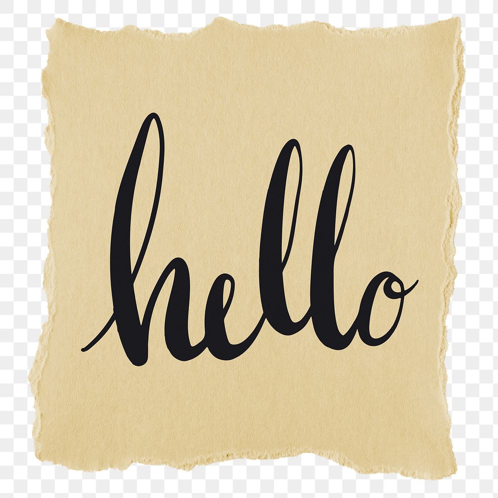 Hello png word sticker typography, transparent background