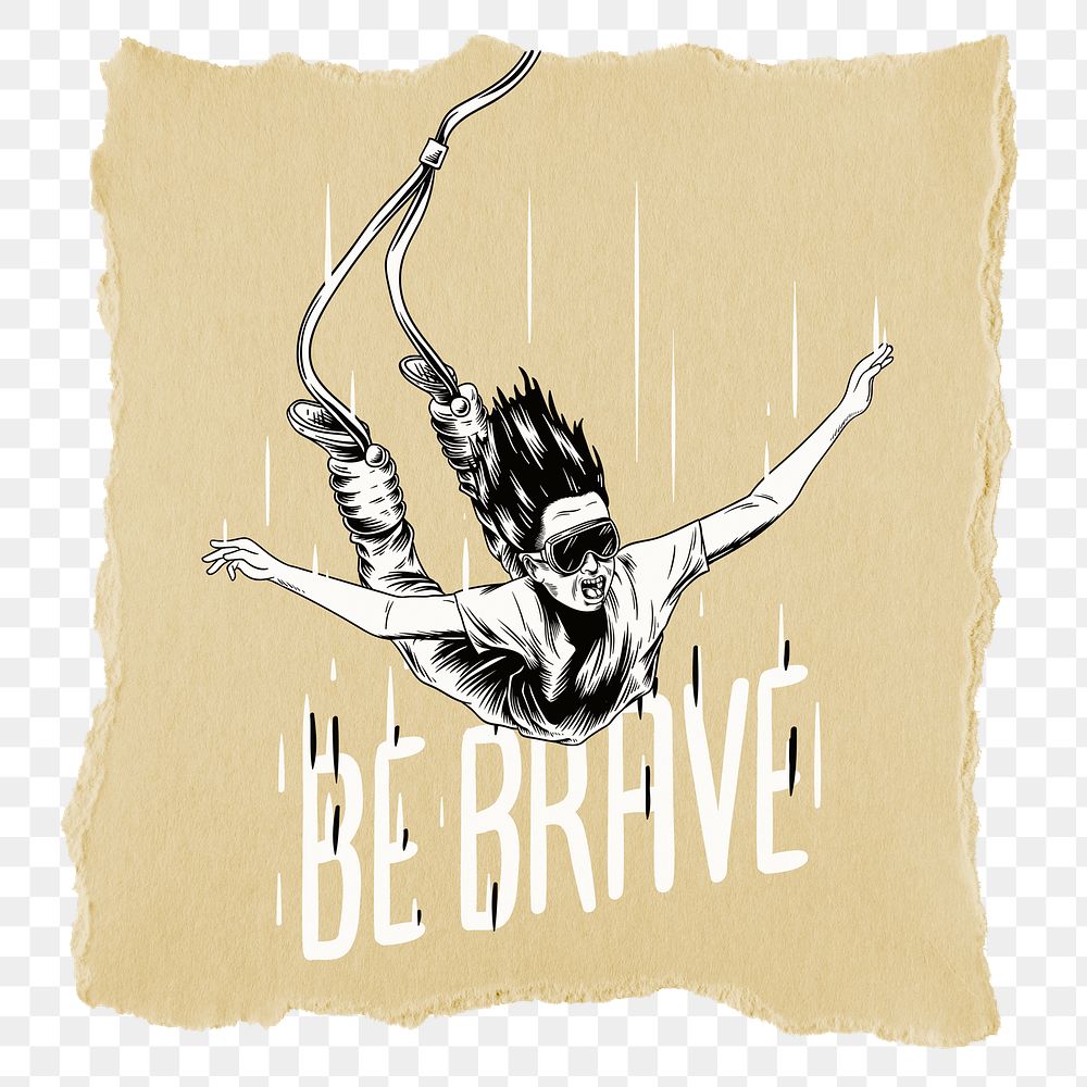 Bungee jumping png sticker, ripped paper transparent background