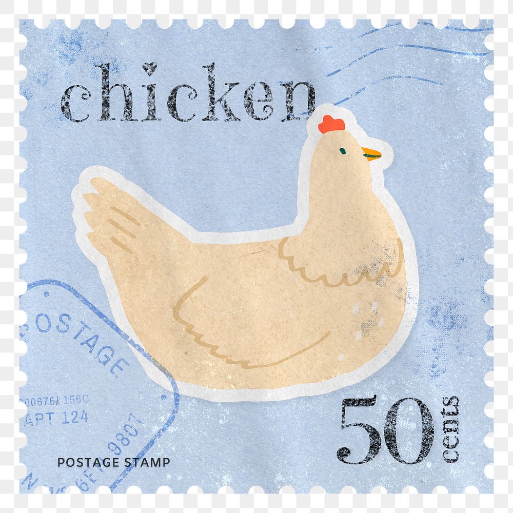 Chicken png post stamp sticker, transparent background