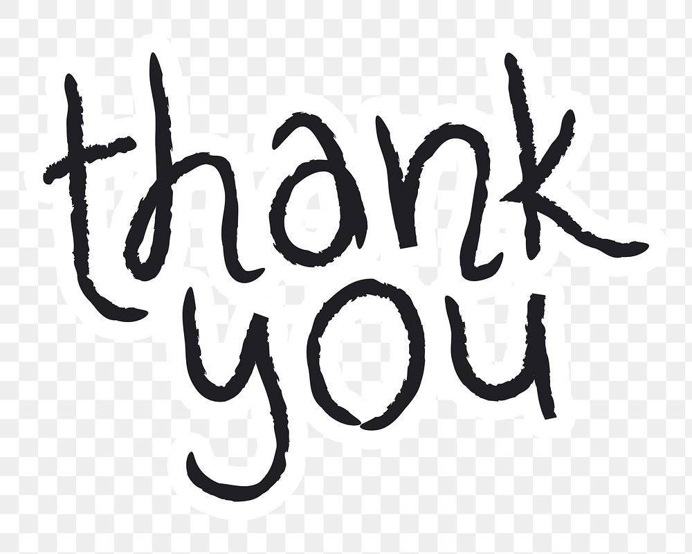Thank you png word sticker typography, transparent background