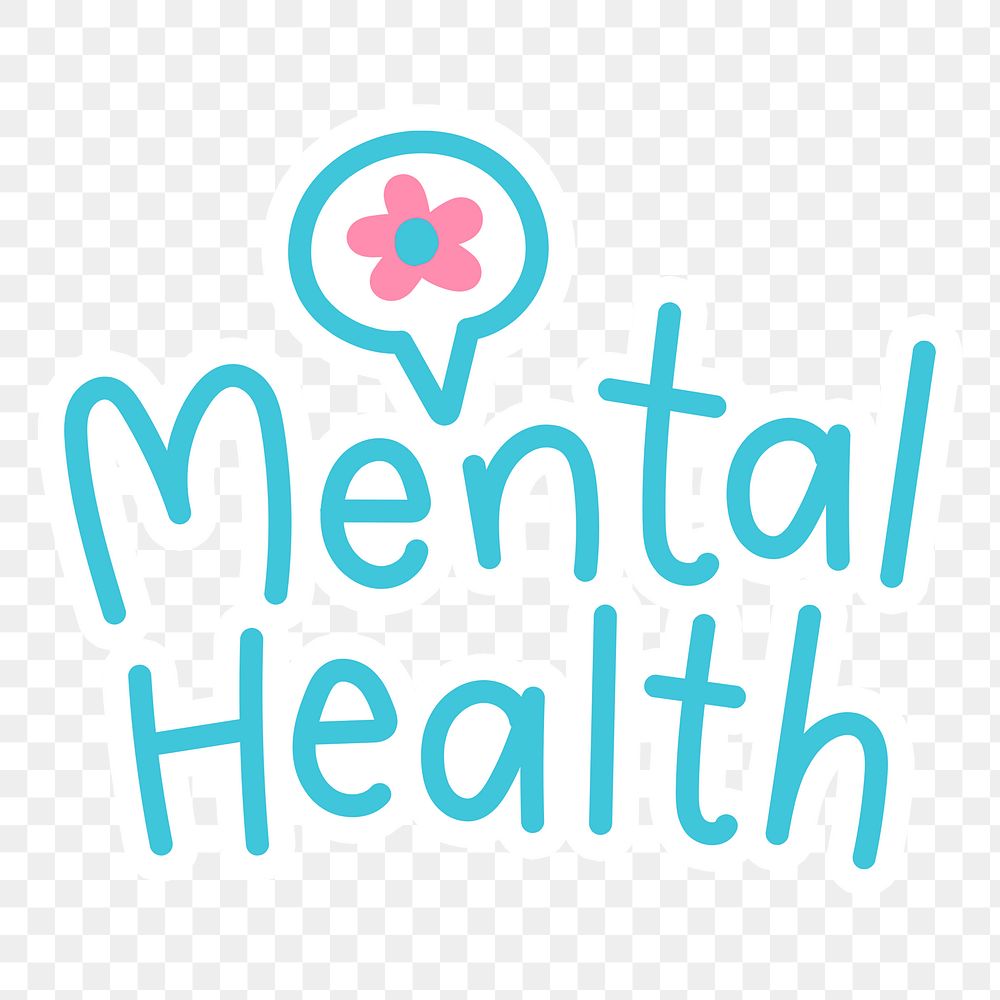 Mental health png word sticker typography, transparent background