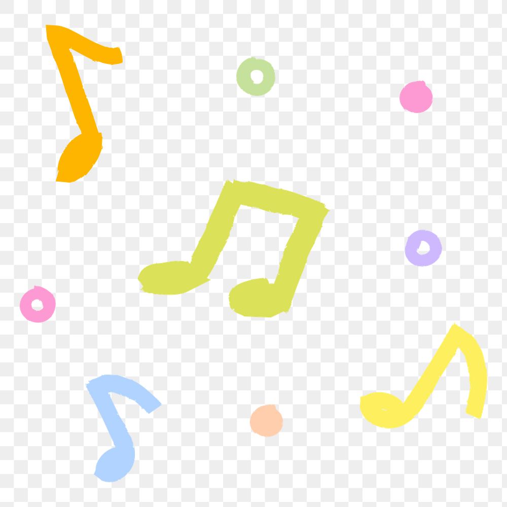 Colorful musical notes png doodle sticker on transparent background