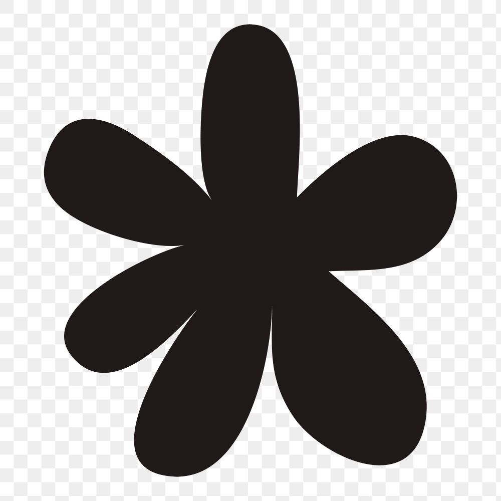 Black flower png sticker, cute shape on transparent background