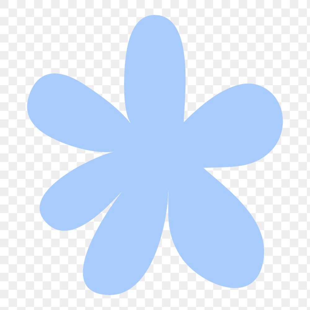Blue flower png sticker, cute shape on transparent background 