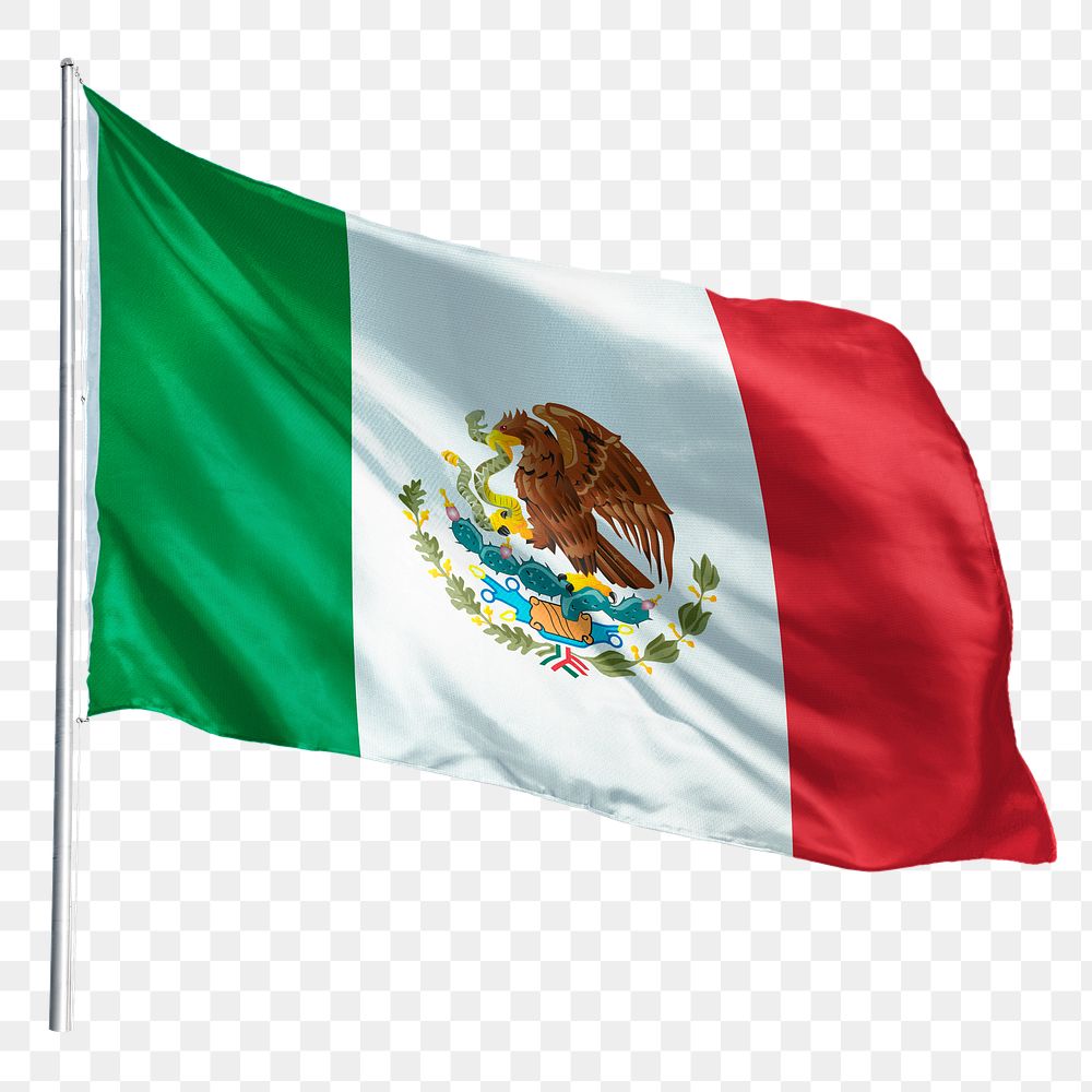 Mexico png flag waving sticker, national symbol, transparent background