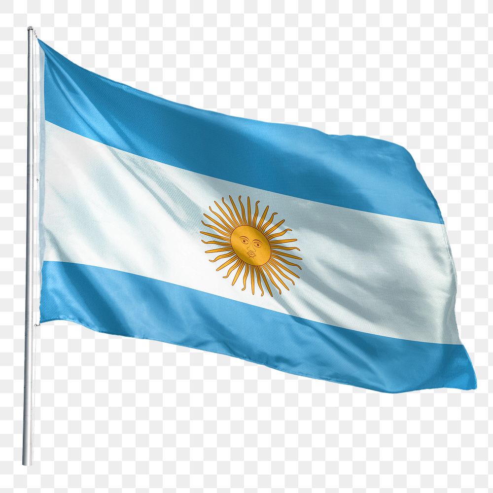 Argentina png flag waving sticker, national symbol, transparent background