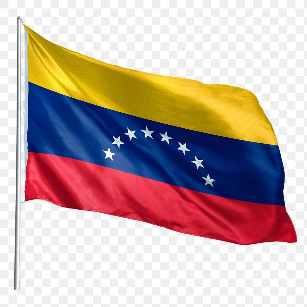 Venezuela png flag waving sticker, national symbol, transparent background