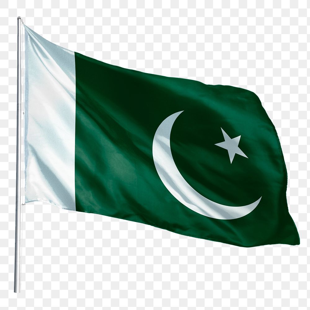 Pakistan png flag waving sticker, national symbol, transparent background
