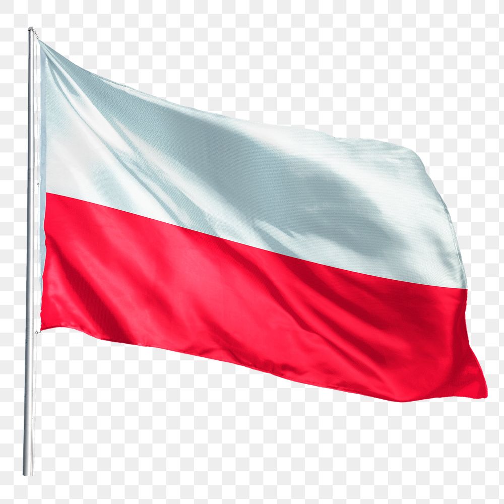 Poland png flag waving sticker, national symbol, transparent background