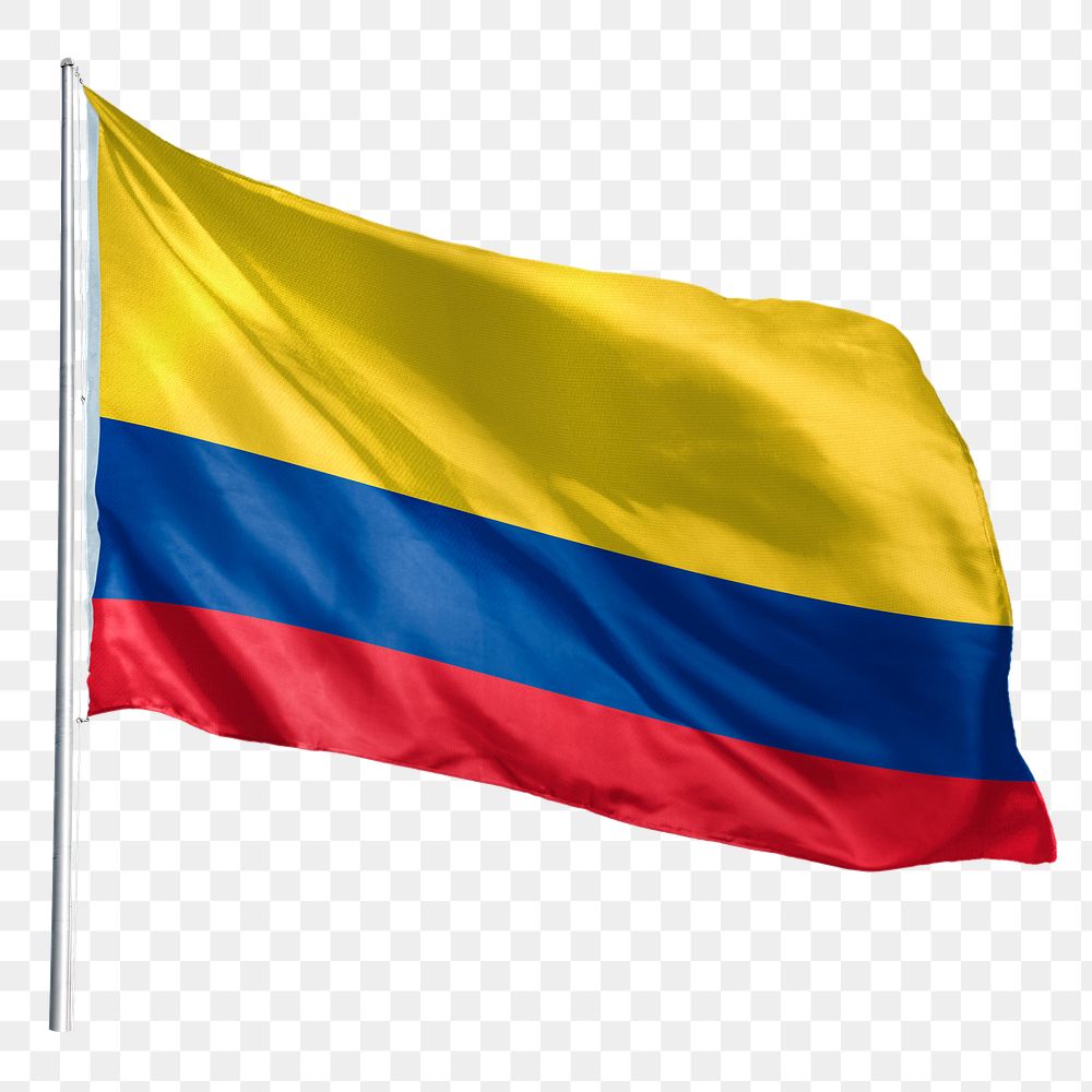 Colombia png flag waving sticker, national symbol, transparent background