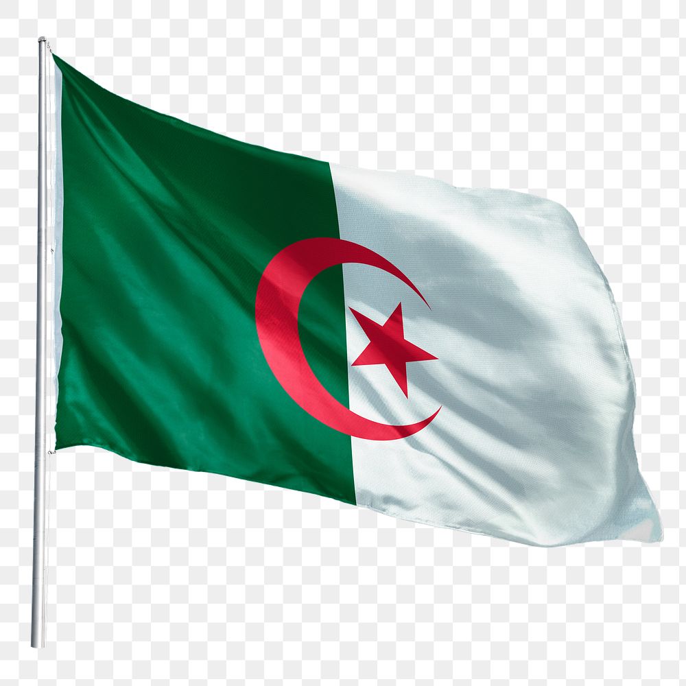 Algeria png flag waving sticker, national symbol, transparent background