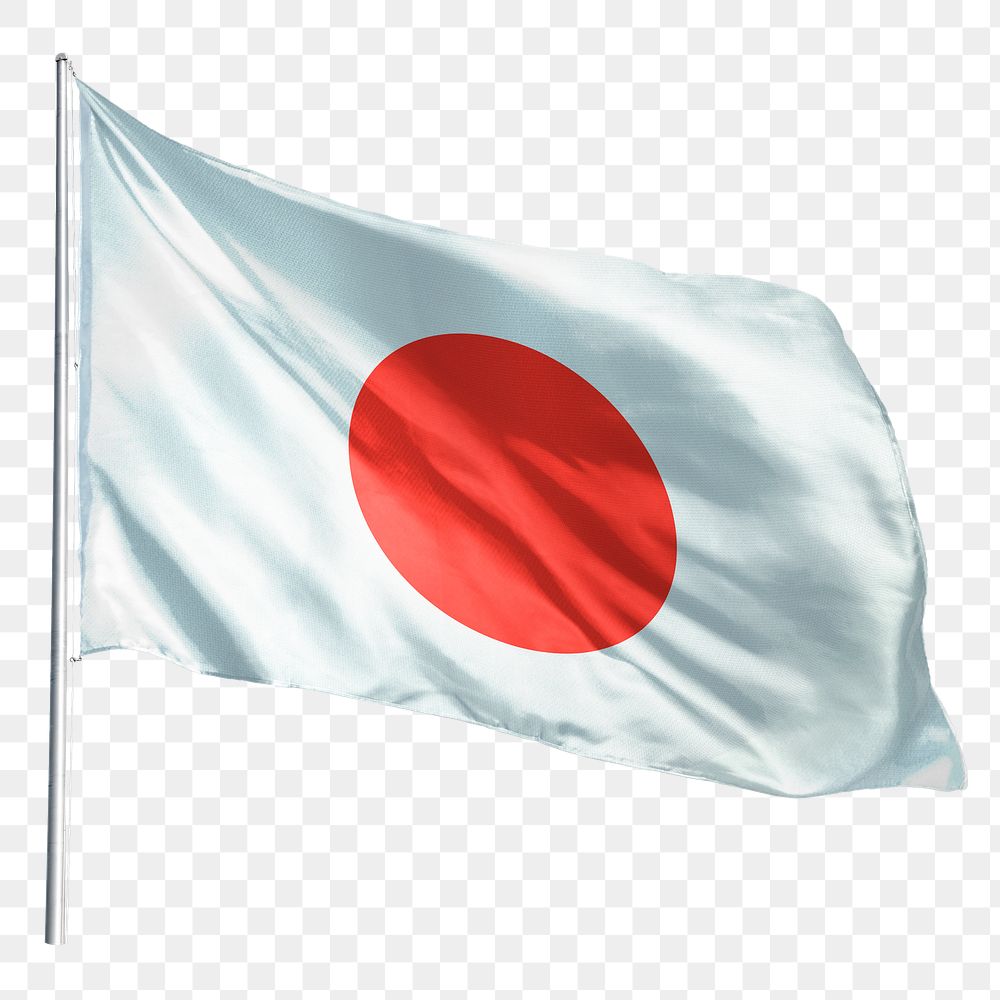 Japan png flag waving sticker, national symbol, transparent background