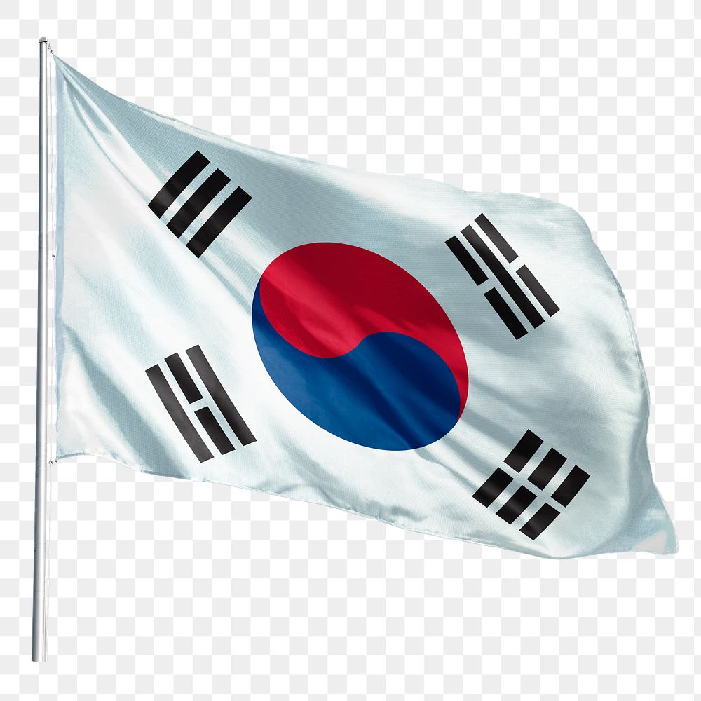 South Korea png flag waving sticker, national symbol, transparent background