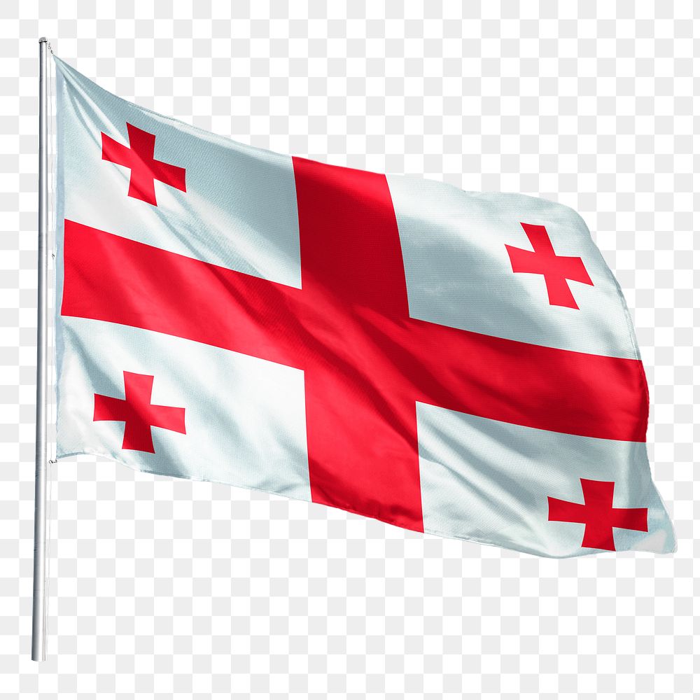 Georgia png flag waving sticker, national symbol, transparent background