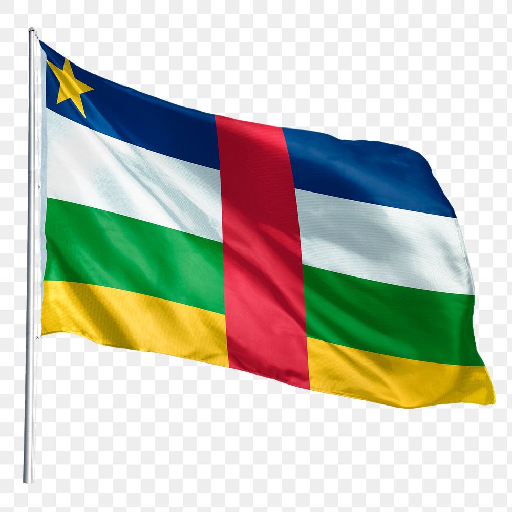 Central African Republic png flag waving, national symbol, transparent background