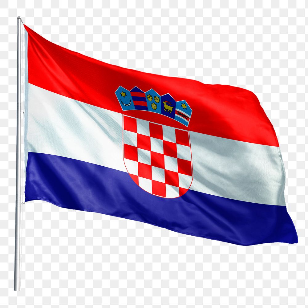 Croatia png flag waving sticker, national symbol, transparent background