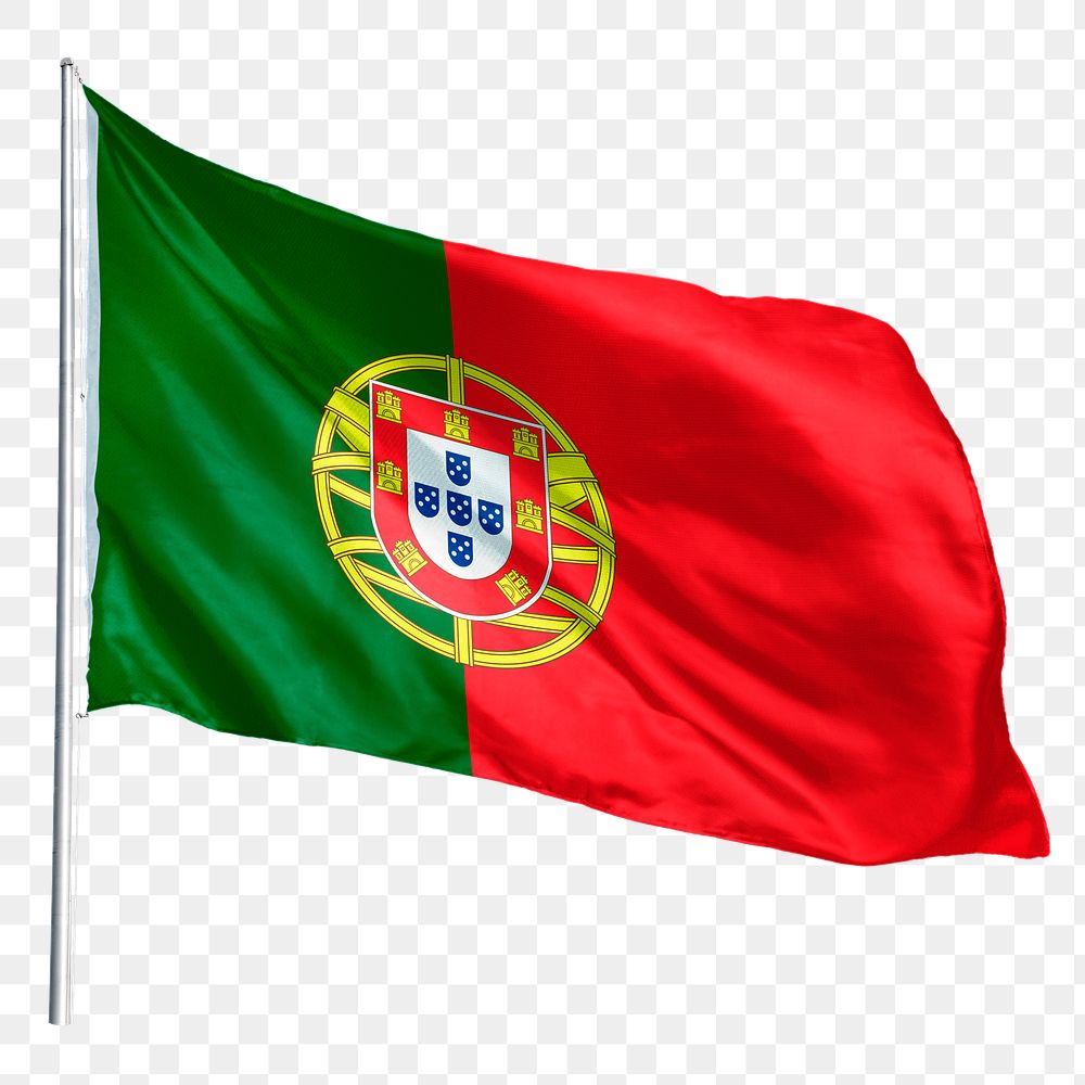Portugal png flag waving sticker, national symbol, transparent background