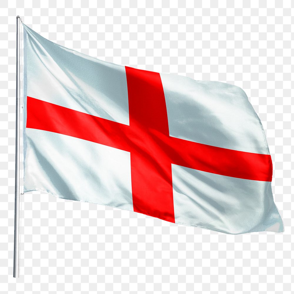 Saint George's Cross png flag waving sticker, national symbol, transparent background