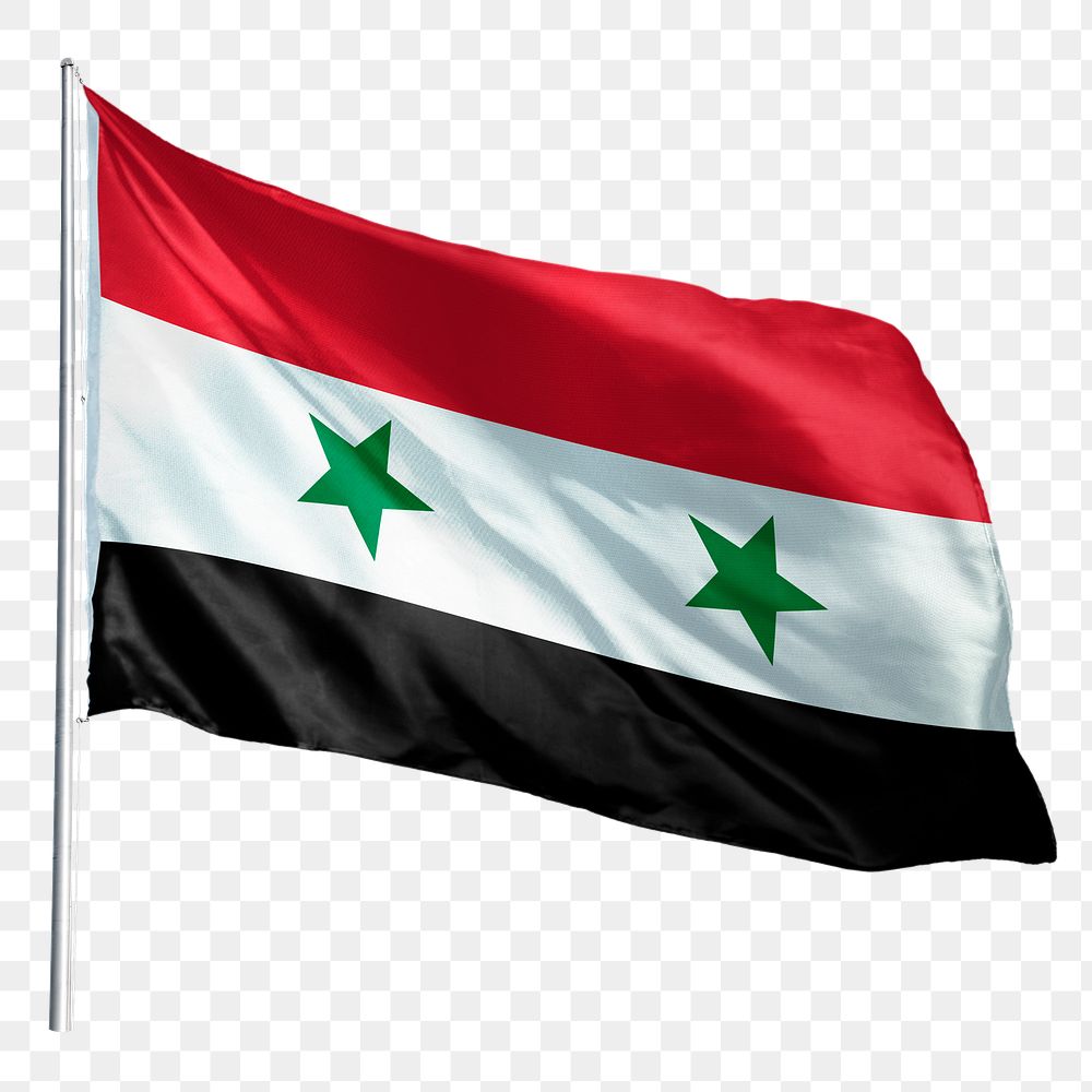 Syria png flag waving sticker, national symbol, transparent background