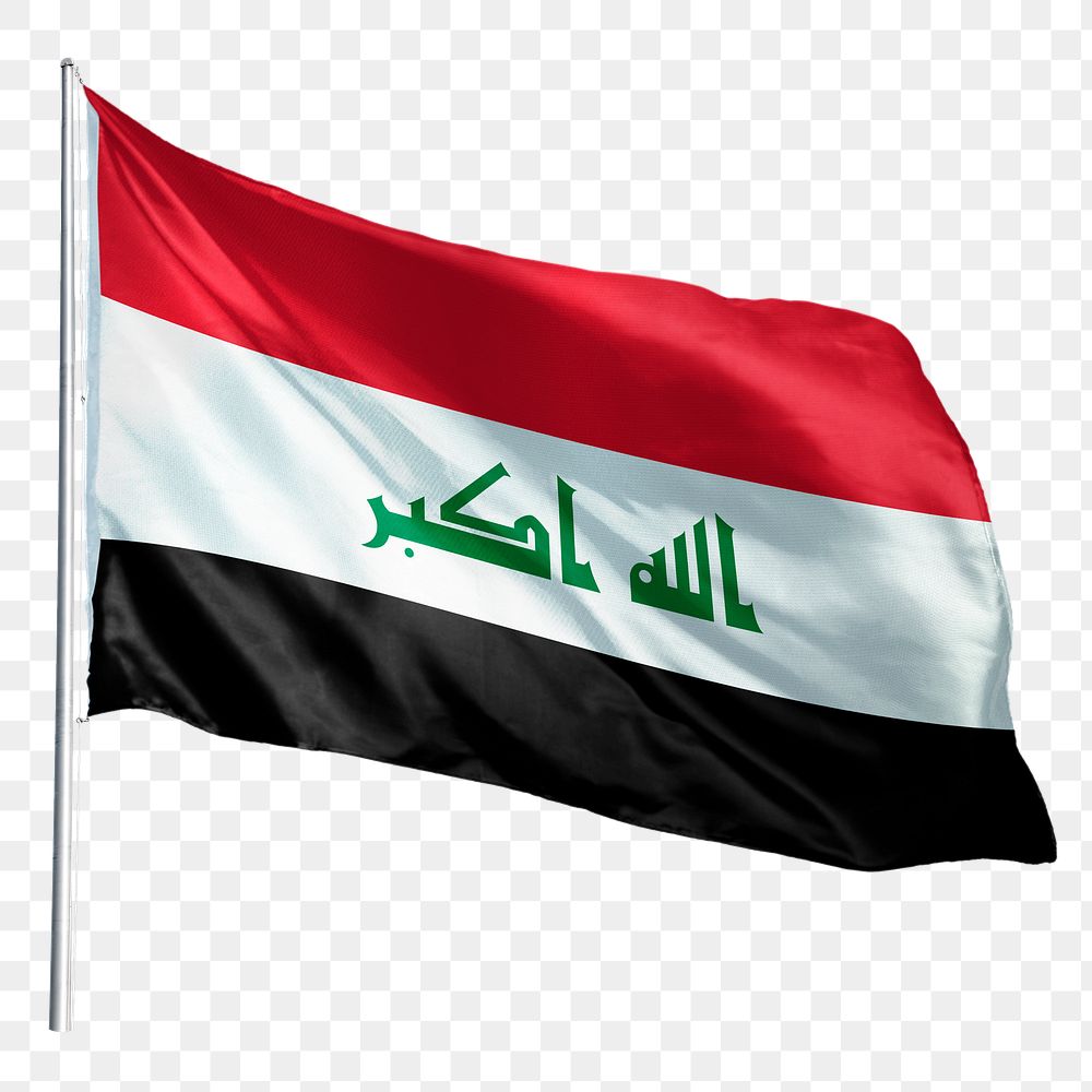 Iraq png flag waving sticker, national symbol, transparent background