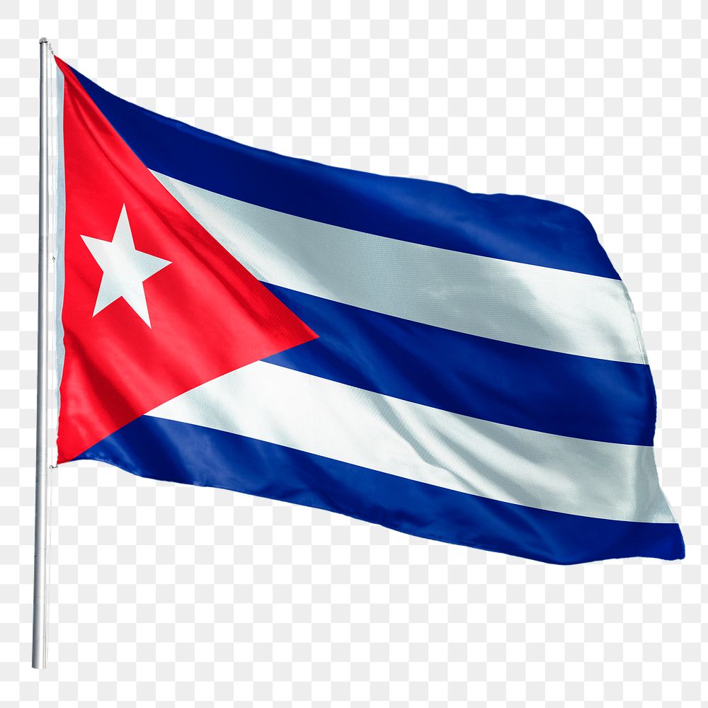 Cuban png flag waving sticker, national symbol, transparent background