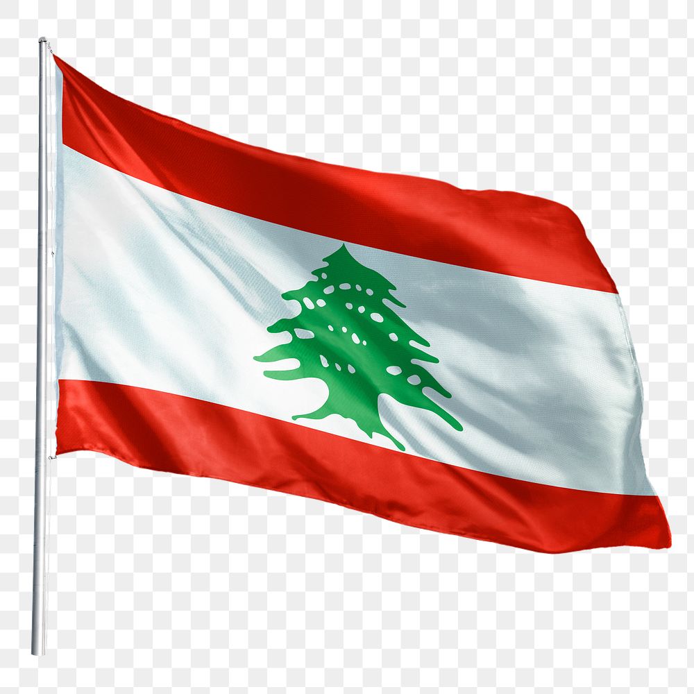 Lebanon png flag waving sticker, national symbol, transparent background