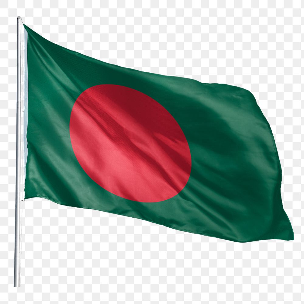 Bangladesh png flag waving sticker, national symbol, transparent background