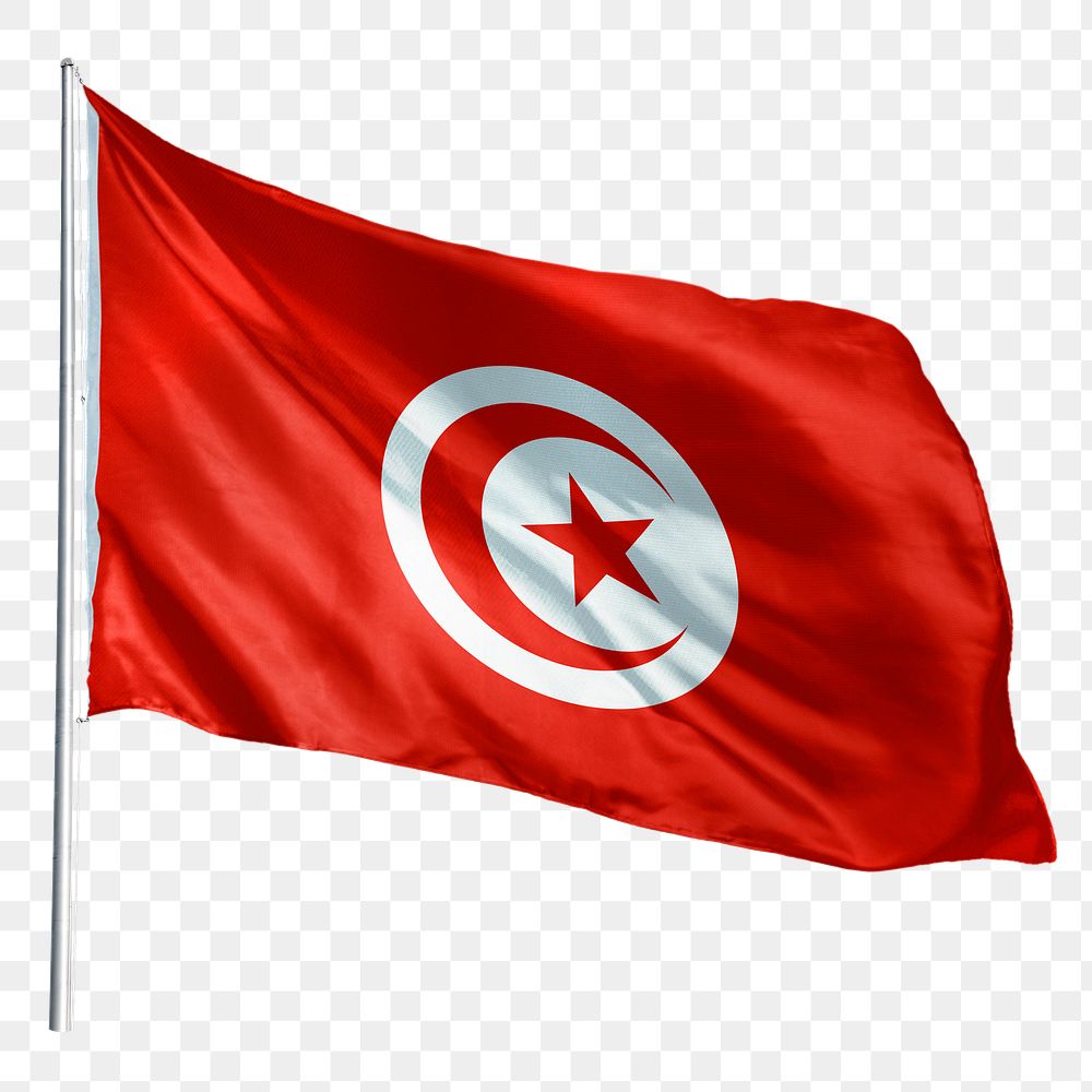 Tunisia png flag waving sticker, national symbol, transparent background