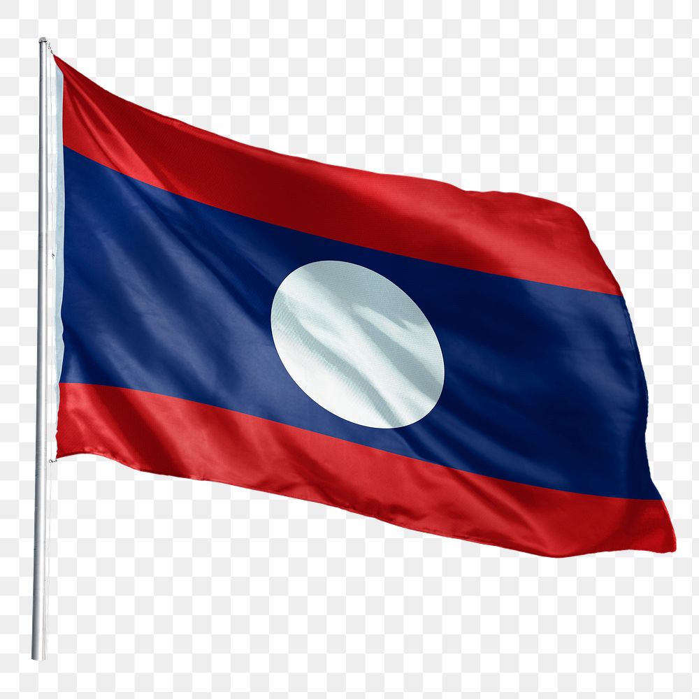 Laos png flag waving sticker, national symbol, transparent background