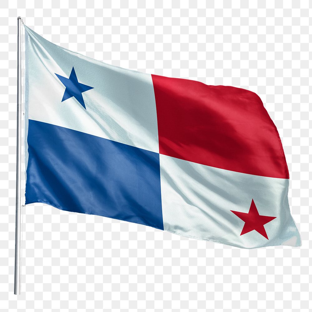 Panama png flag waving sticker, national symbol, transparent background