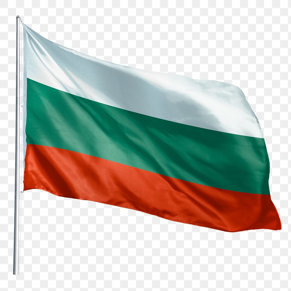 Bulgaria png flag waving sticker, national symbol, transparent background