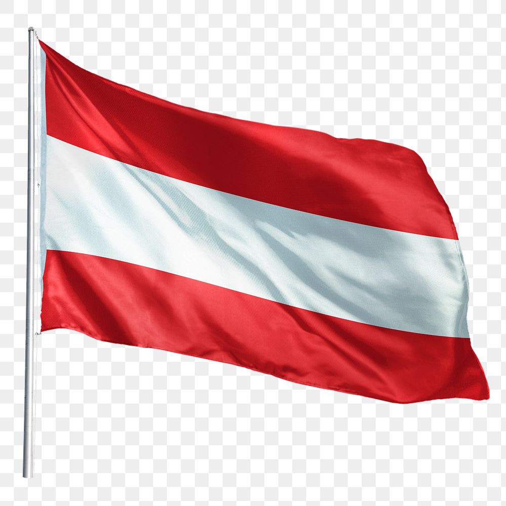 Austria png flag waving sticker, national symbol, transparent background