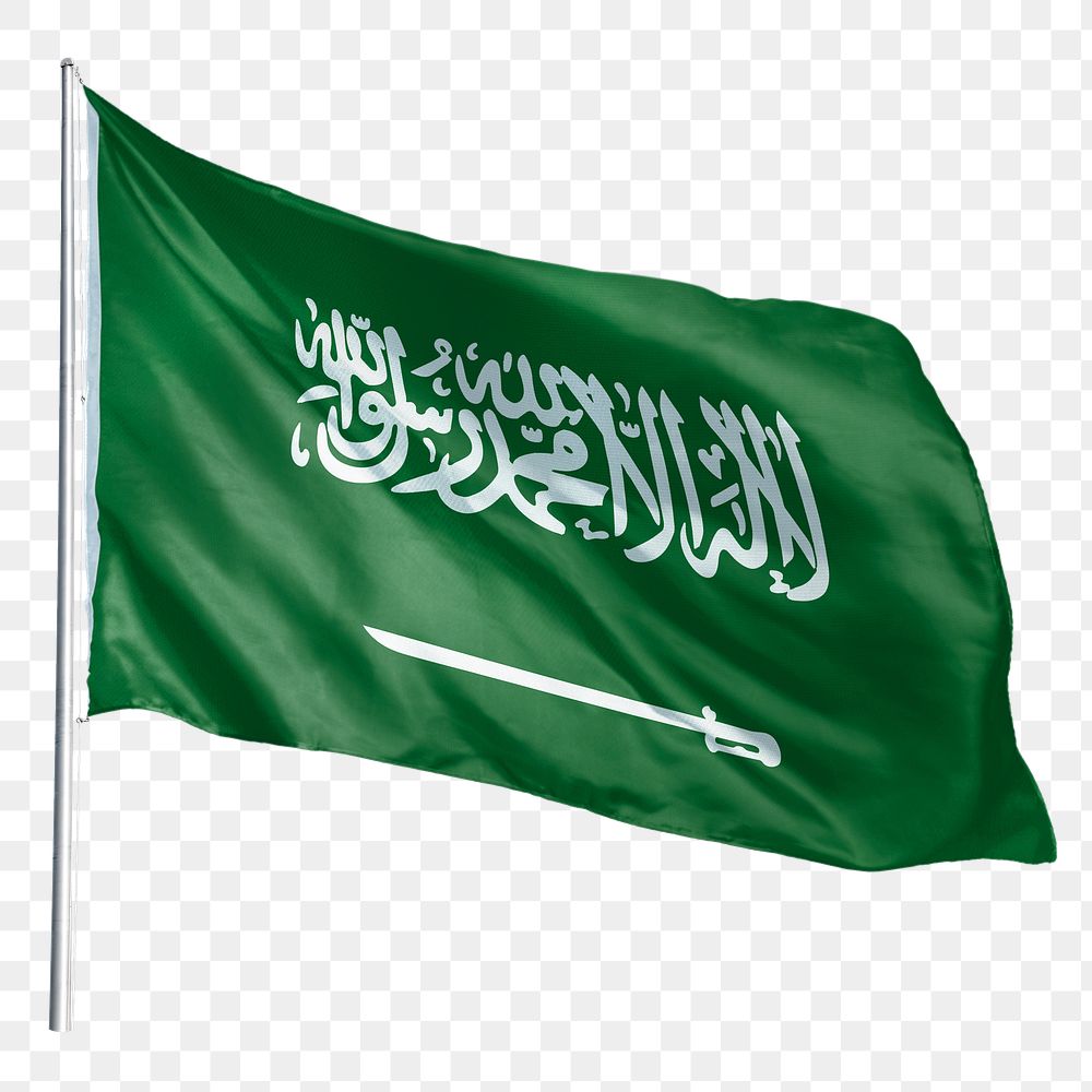 Saudi Arabia png flag waving sticker, national symbol, transparent background