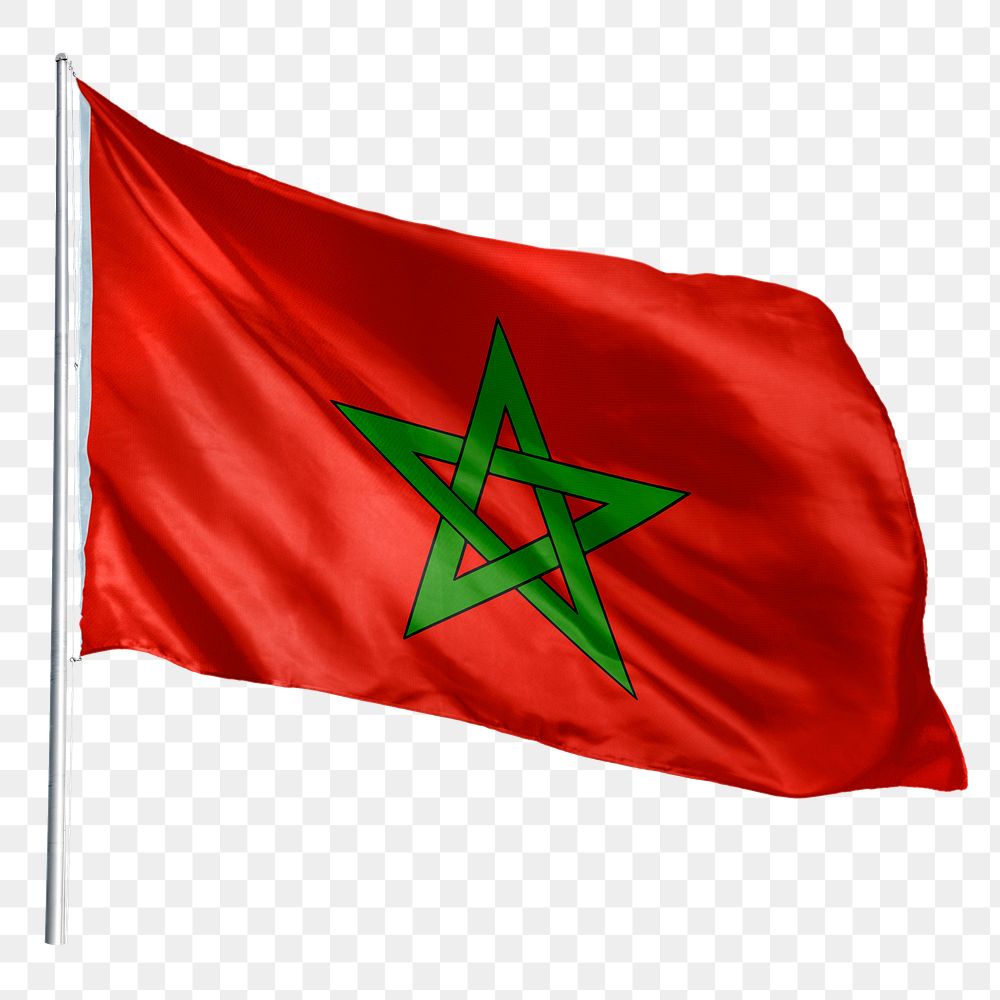 Morocco png flag waving sticker, national symbol, transparent background