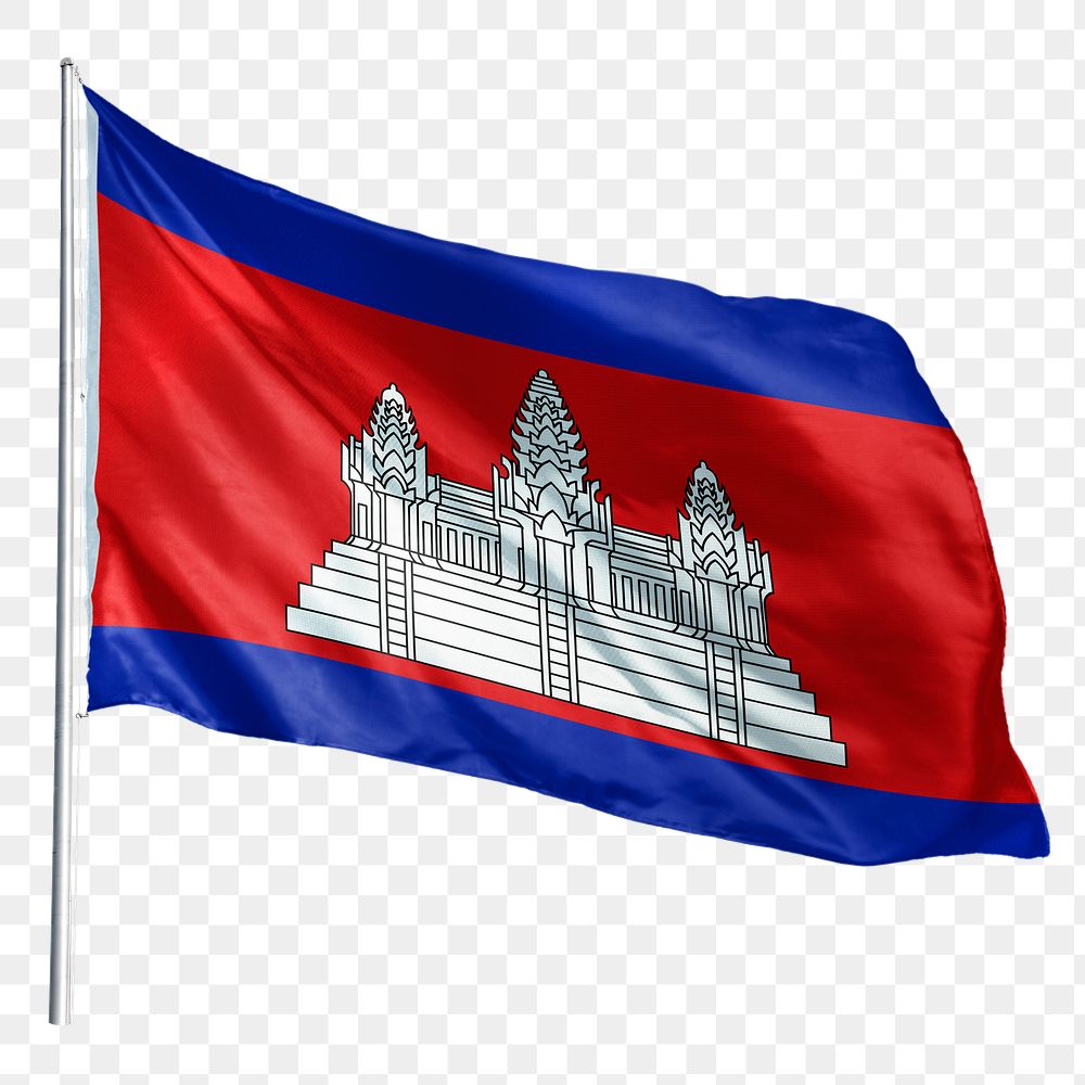 Cambodia png flag waving sticker, national symbol, transparent background