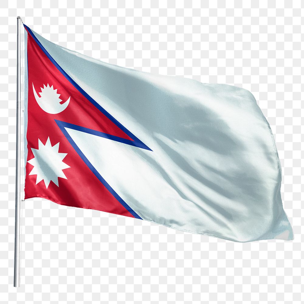 Nepal png flag waving sticker, national symbol, transparent background