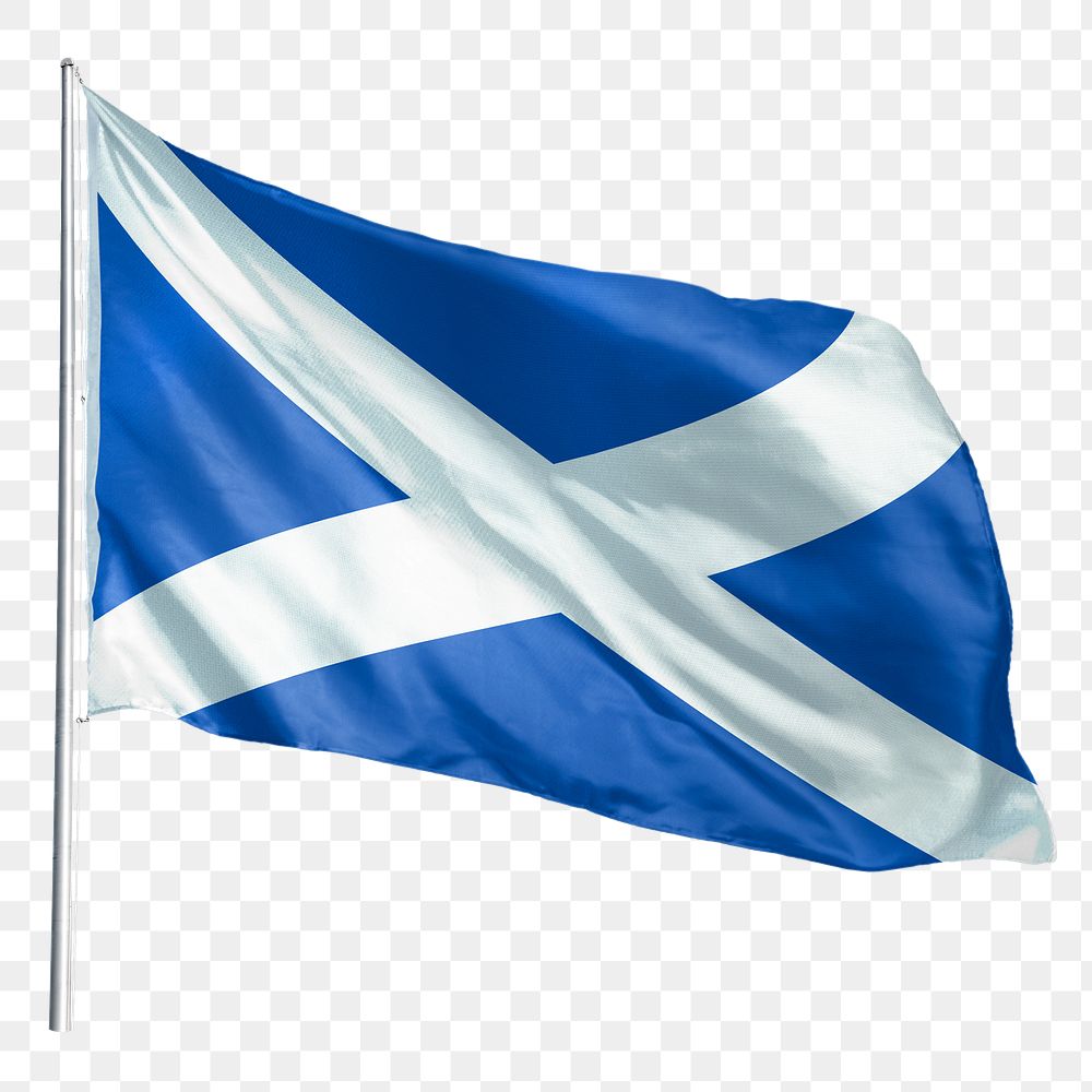 Scotland png flag waving sticker, national symbol, transparent background