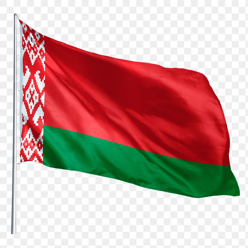 Belarus png flag waving sticker, national symbol, transparent background