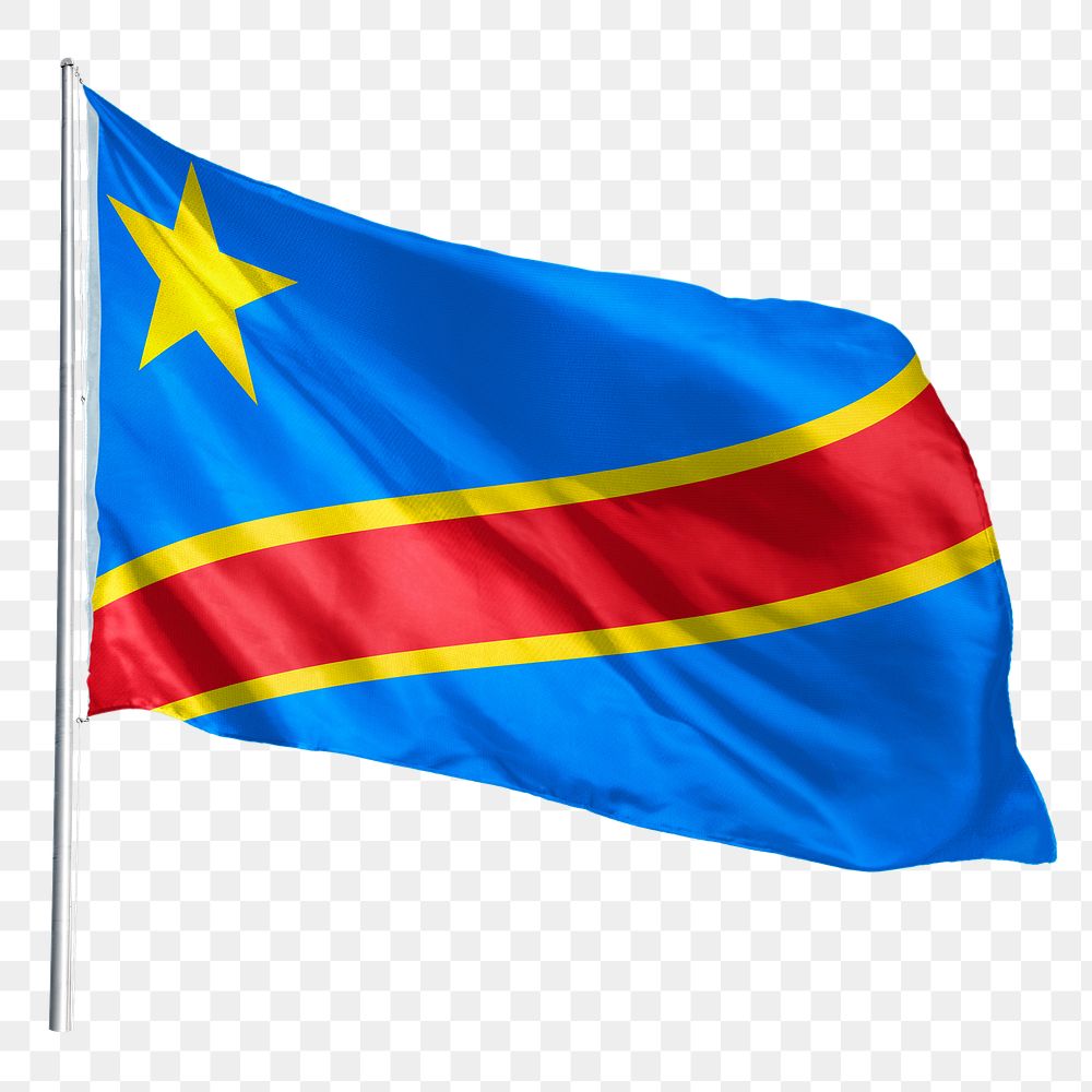 Congo png flag waving sticker, national symbol, transparent background