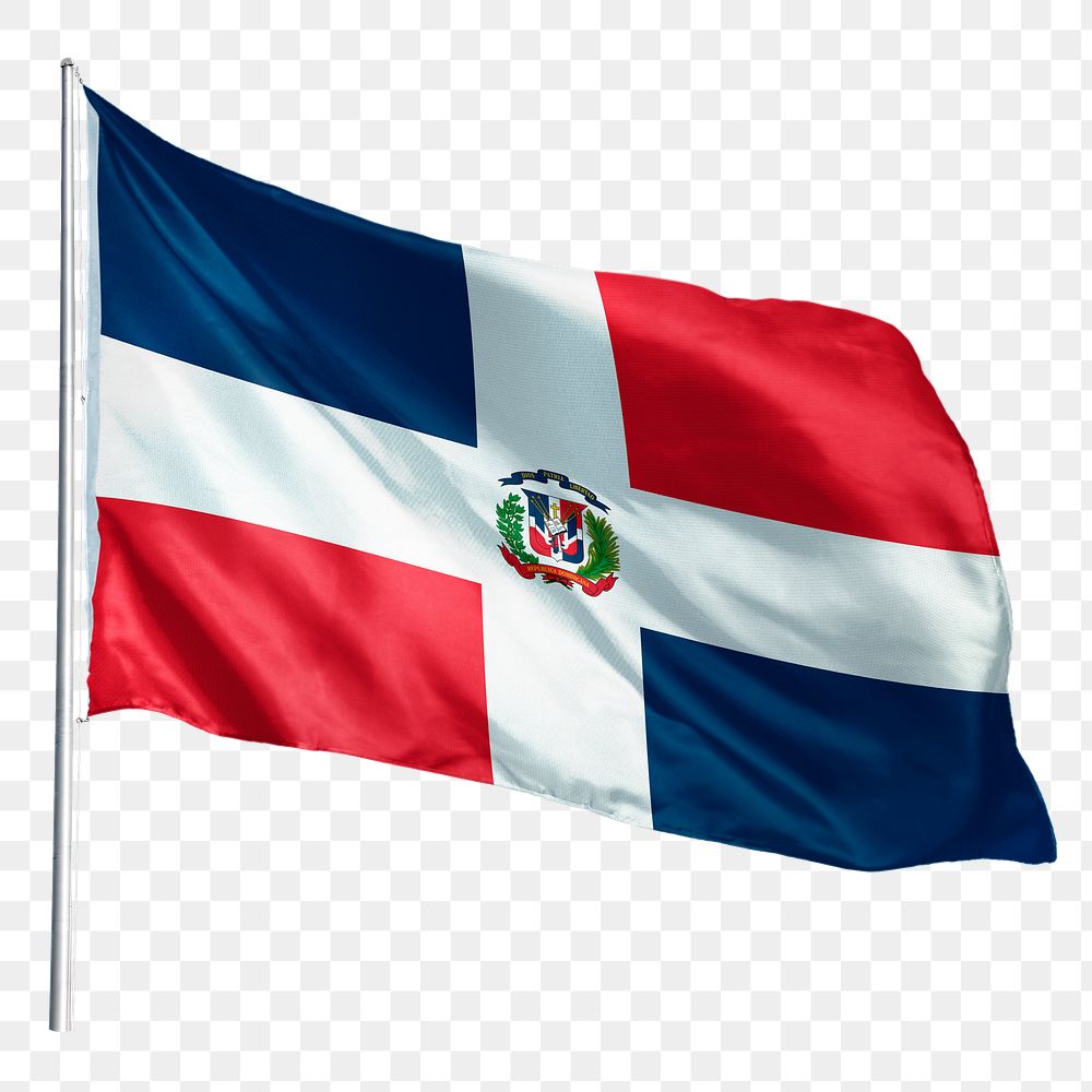 Dominican Republic png flag waving sticker, national symbol, transparent background