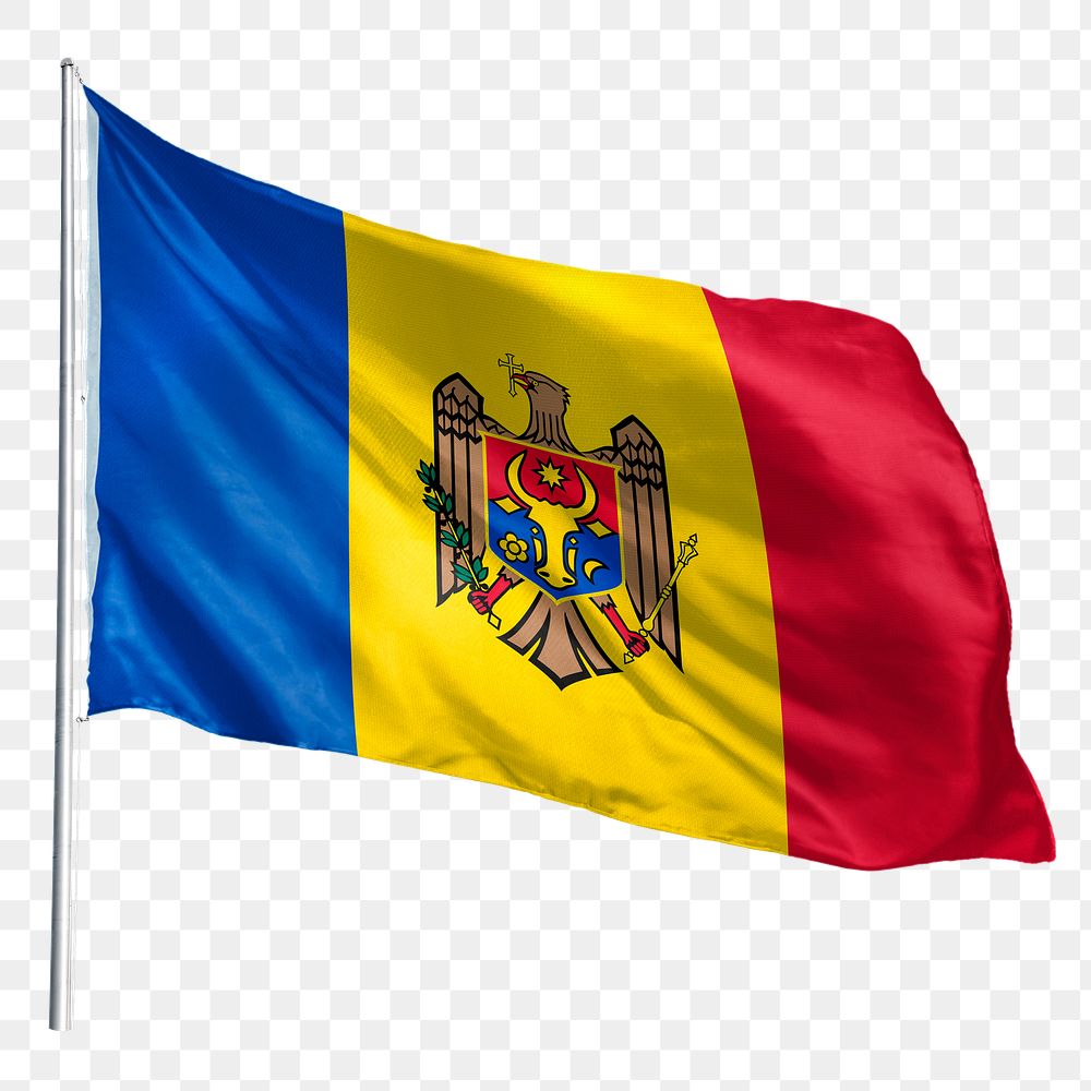 Moldova png flag waving sticker, national symbol, transparent background