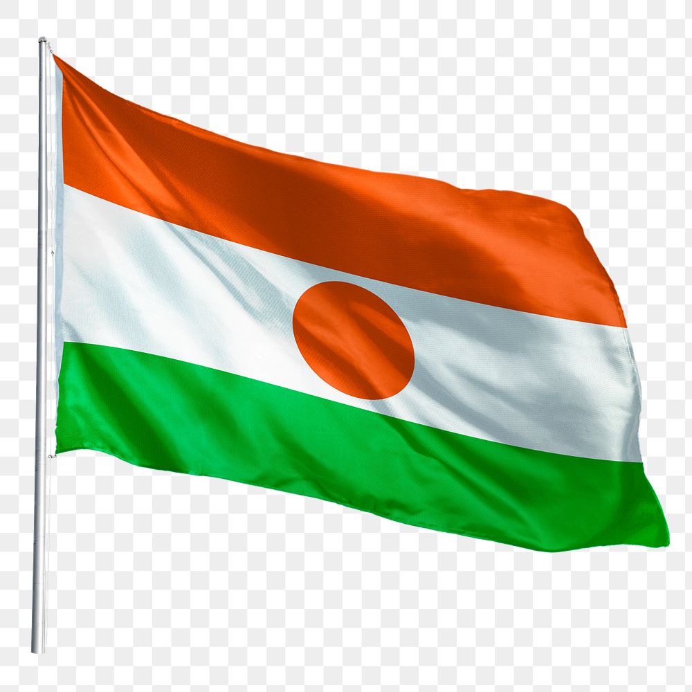Niger png flag waving sticker, national symbol, transparent background