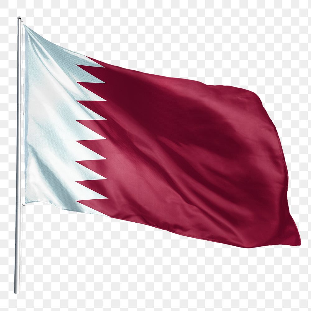 Qatar png flag waving sticker, national symbol, transparent background
