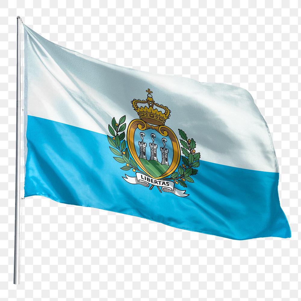 San Marino png flag waving sticker, national symbol, transparent background