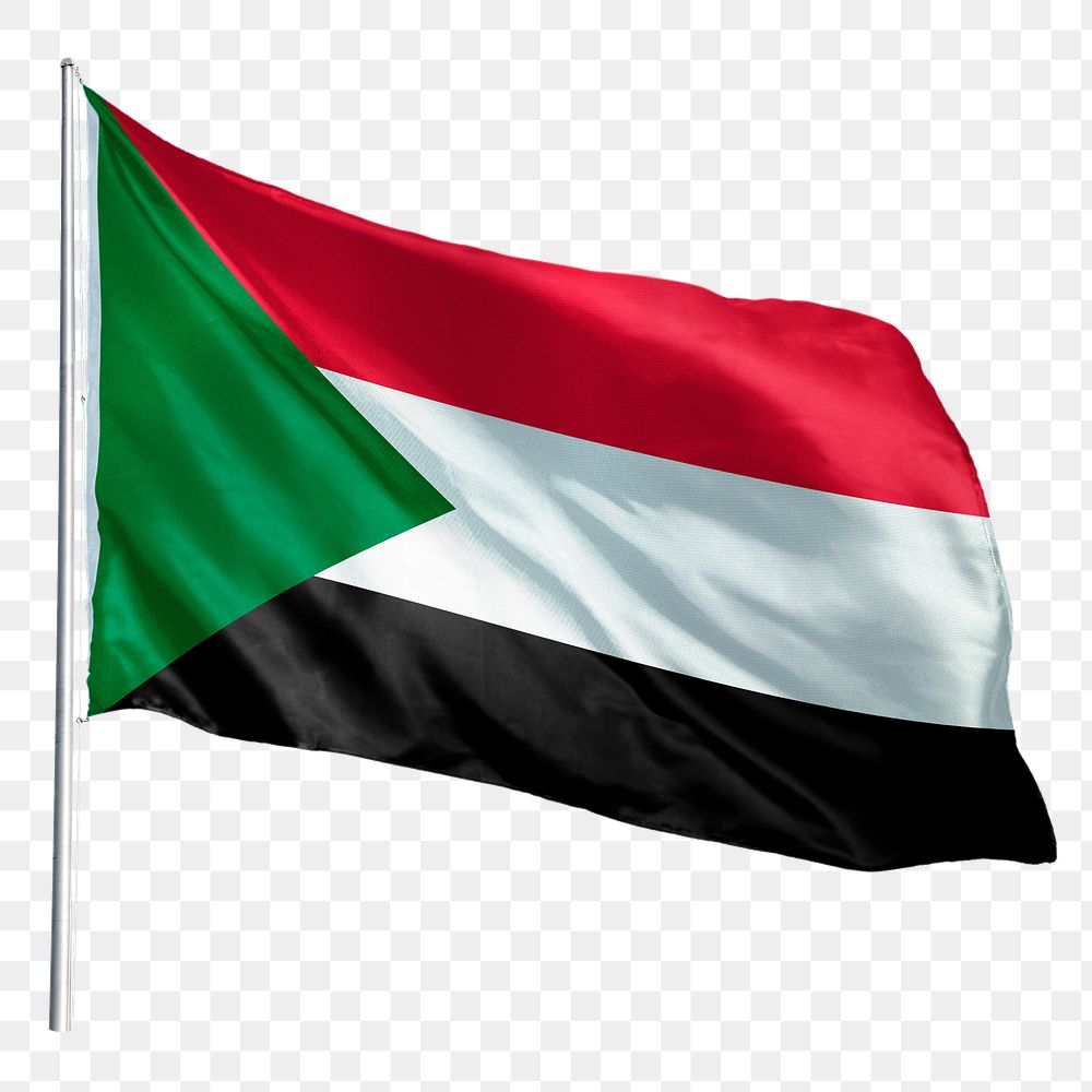 Sudan png flag waving sticker, national symbol, transparent background