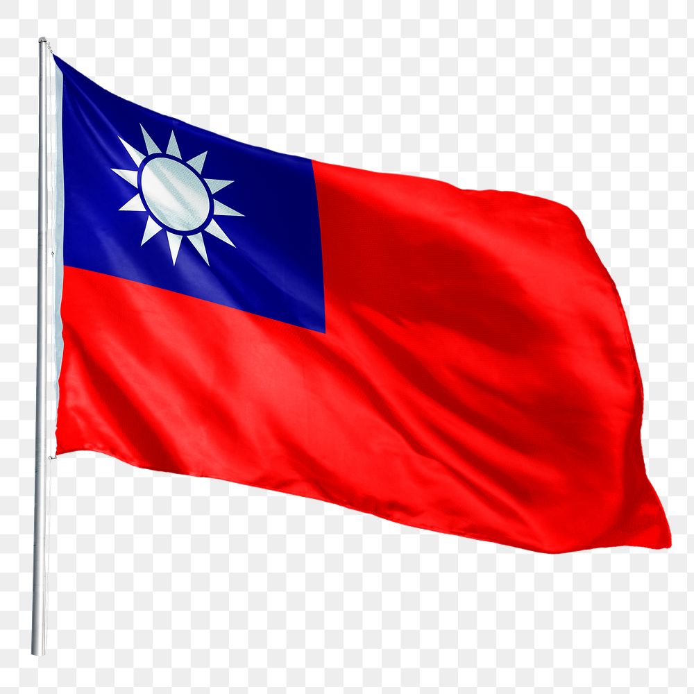 Taiwan png flag waving sticker, national symbol, transparent background