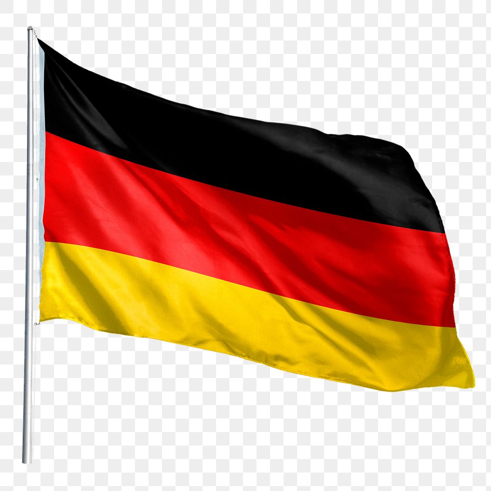 German png flag waving sticker, national symbol, transparent background