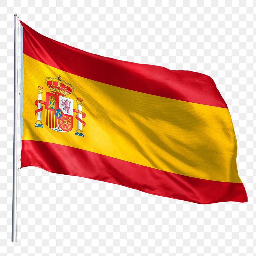 Spain png flag waving sticker, national symbol, transparent background