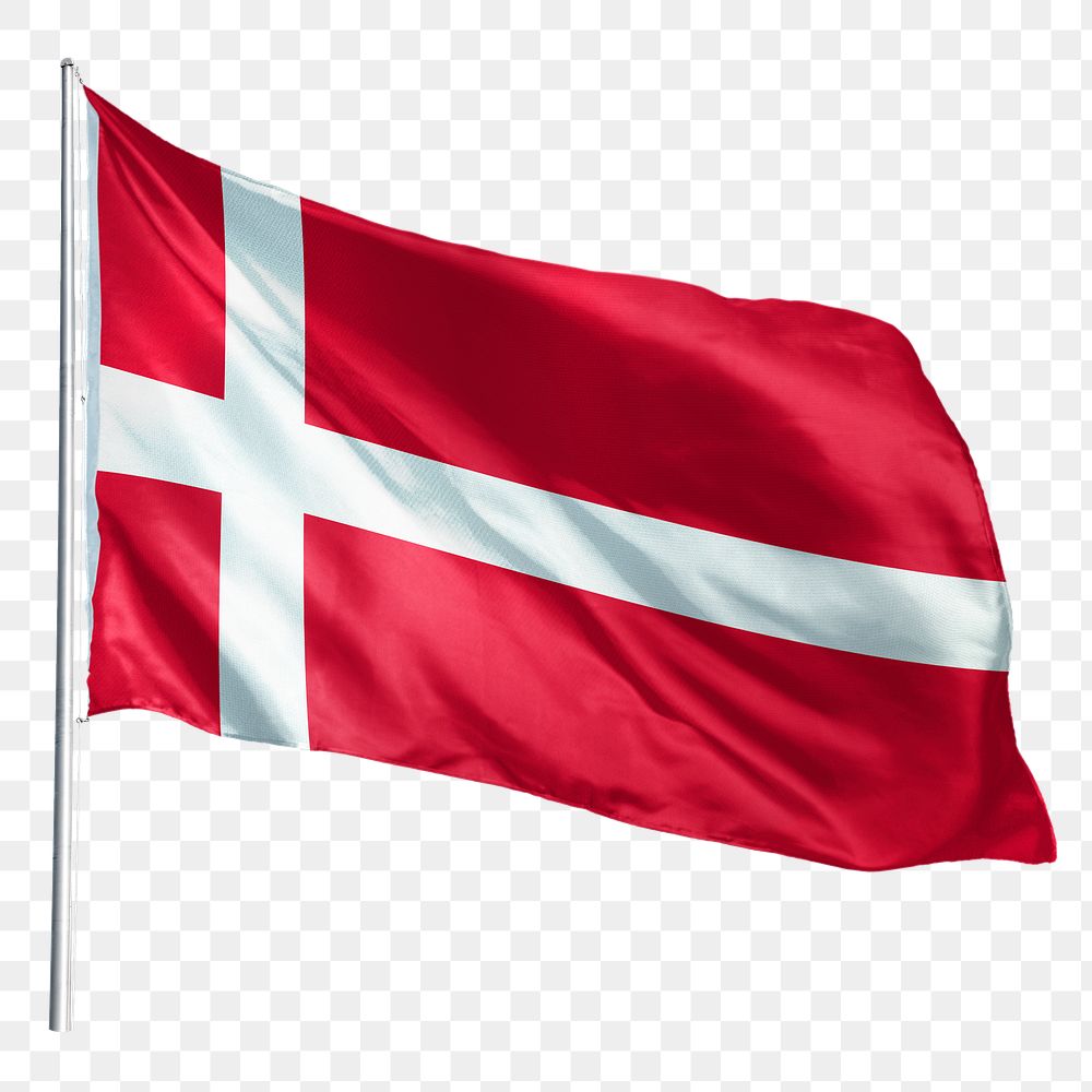 Denmark png flag waving sticker, national symbol, transparent background